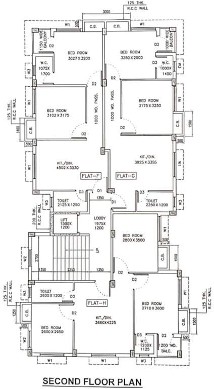  pannalal apartment Pannalal Appartment Cluster Plan for 2nd Floor