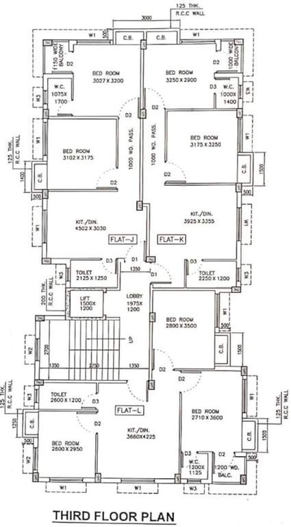  pannalal apartment Pannalal Appartment Cluster Plan for 3rd Floor