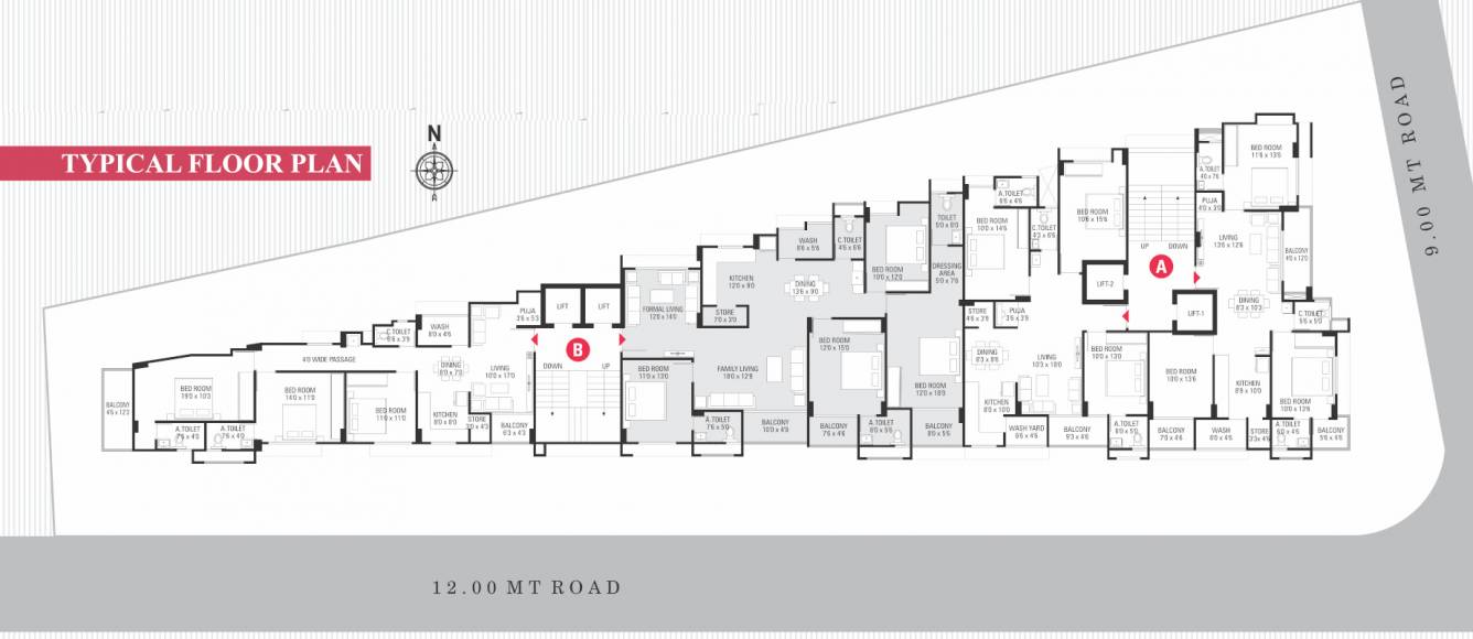  rangbindu flats Tower A & B Cluster Plan from 1st to 6th Floor
