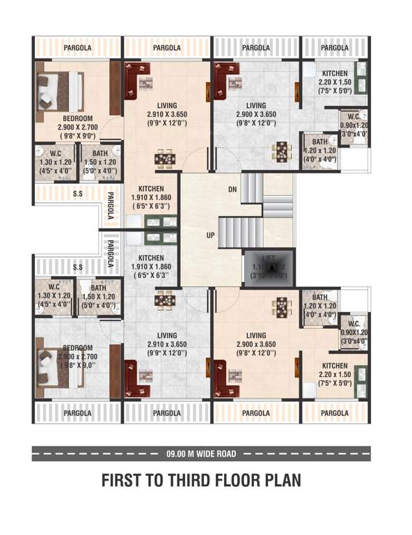 landmark gangai Landmark Gangai Cluster Plan from 1st to 3rd Floor