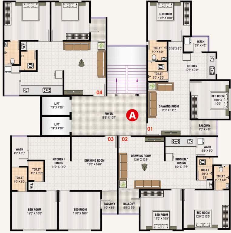  colin elegance Block A Cluster Plan From 1st To 7th Floor