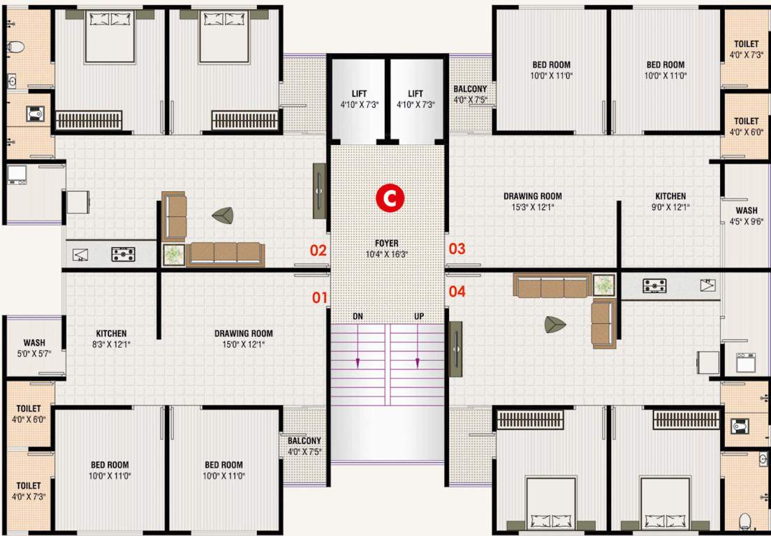  colin elegance Block C Cluster Plan From 1st To 7th Floor