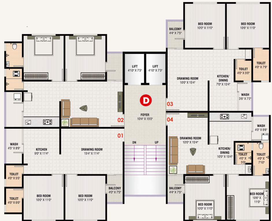 colin elegance Block D Cluster Plan From 1st To 7th Floor
