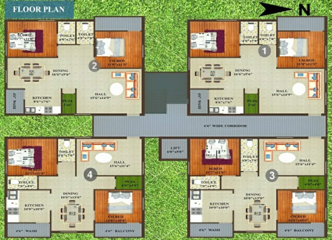  woodland residency Woodland Residency 2D Cluster Plan from 1st to 5th Floor