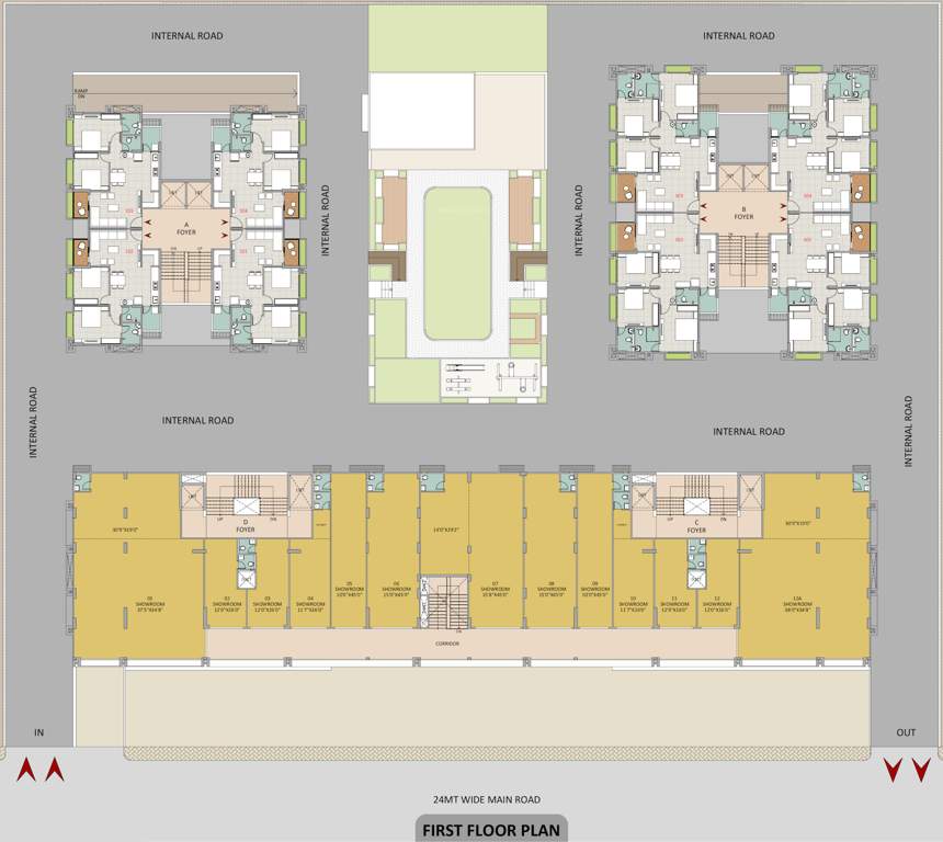  raj iconza Block A, B, C And D Cluster Plan for 1st Floor