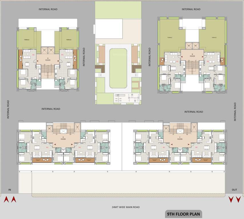  raj iconza Block A, B, C And D Cluster Plan for 9th Floor