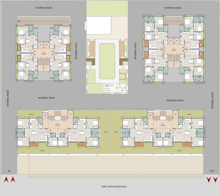  raj iconza Block A, B, C And D Cluster Plan from 2nd to 8th Floor