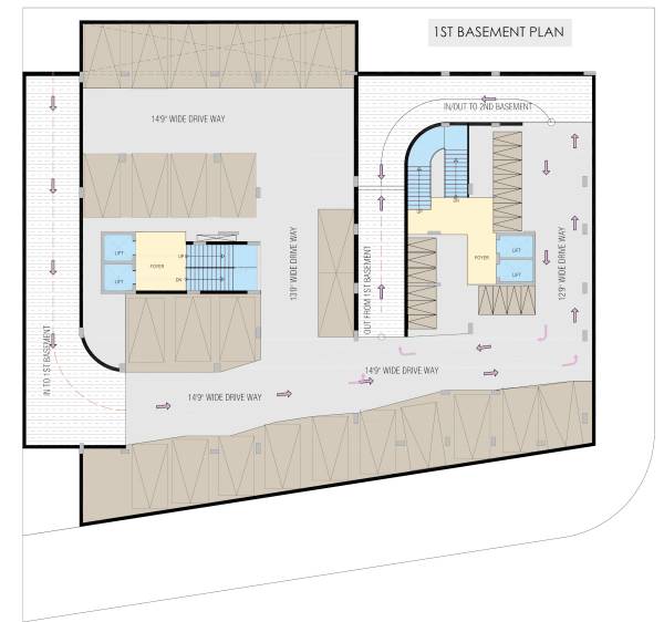  dhananjay-elegance Block A & B Cluster Plan For 1st Basement Floor