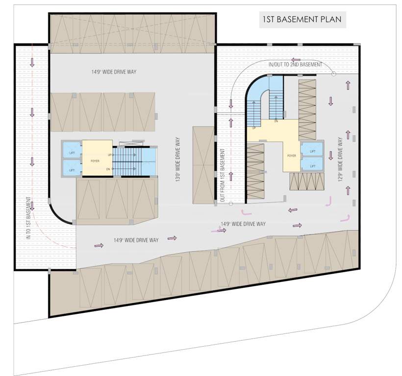  dhananjay elegance Block A & B Cluster Plan For 1st Basement Floor