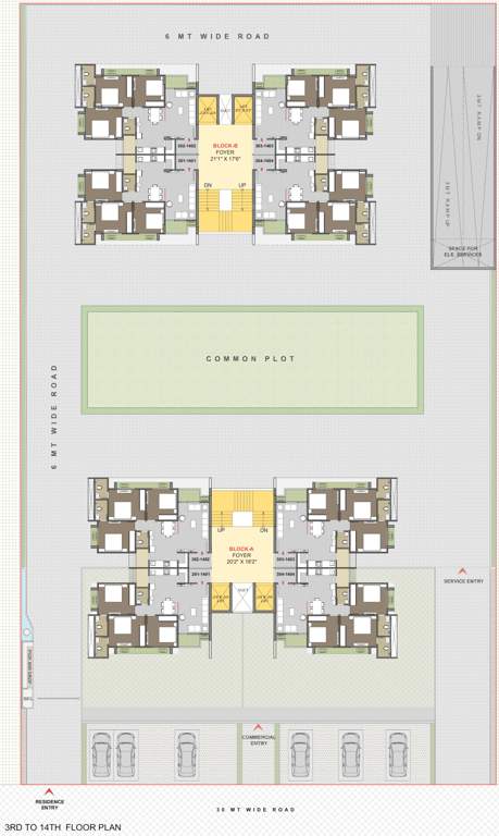  zion skyfield Block A And Block B Cluster Plan from 3rd to 14th Floor