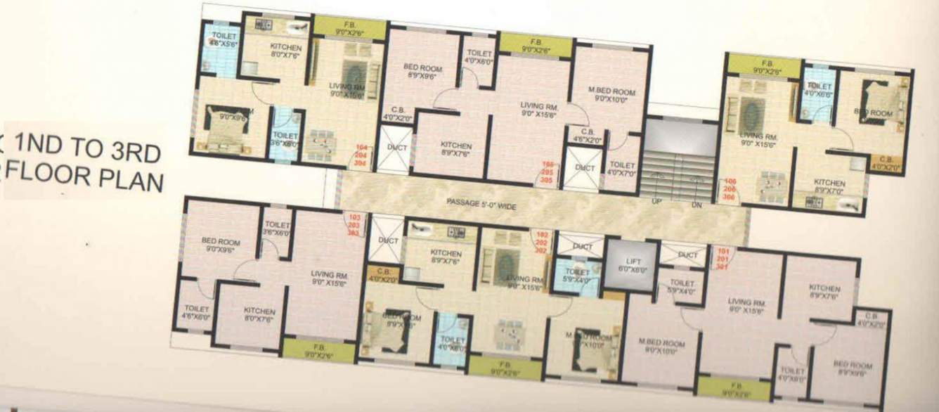  avadh complex Block A3 Cluster Plan from 1st to 3rd Floor