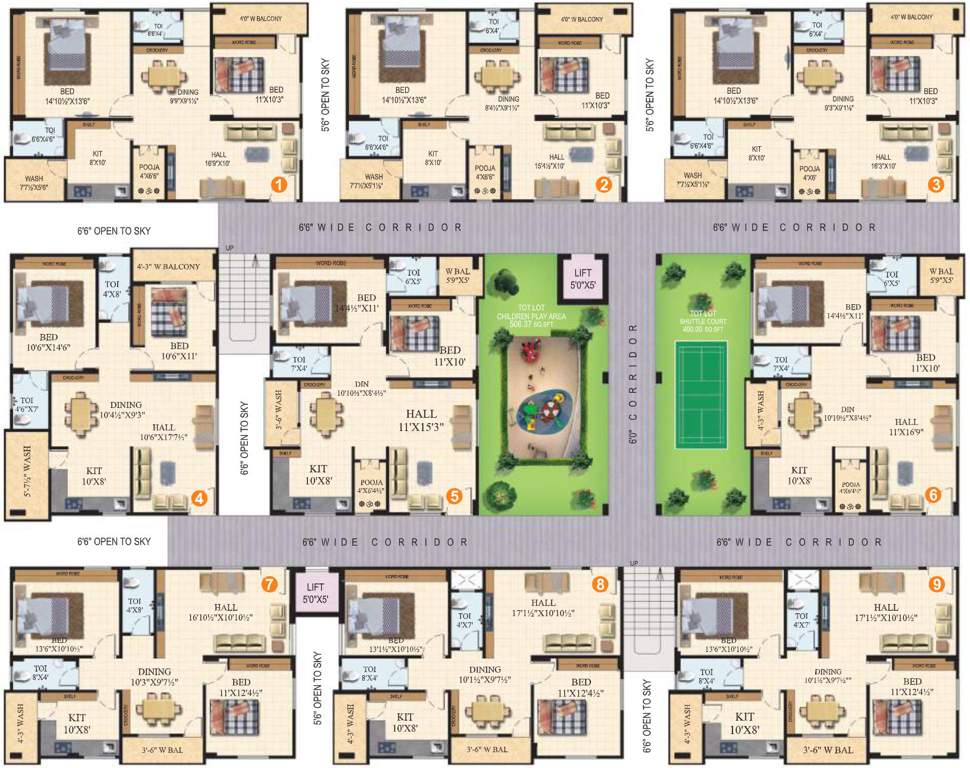  heights SVLN Heights Cluster Plan from 1st to 5th Floor