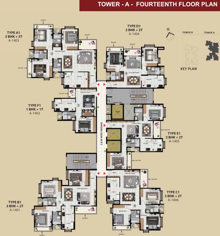 sattva signet Tower A Cluster Plan for 14th Floor