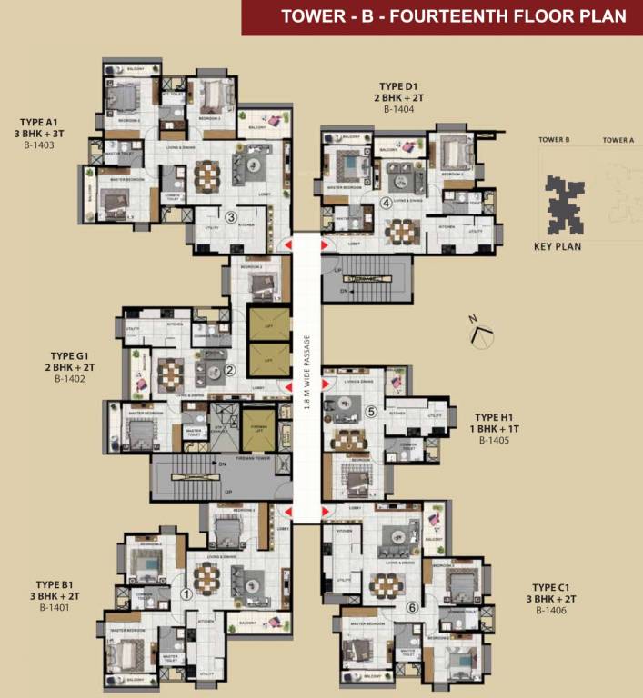 sattva signet Tower B Cluster Plan for 14th Floor