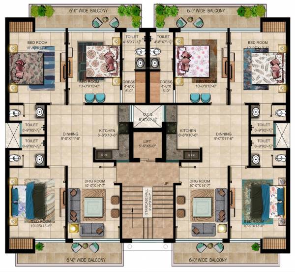 residencia Cluster Plan from 1st to 4th Floor