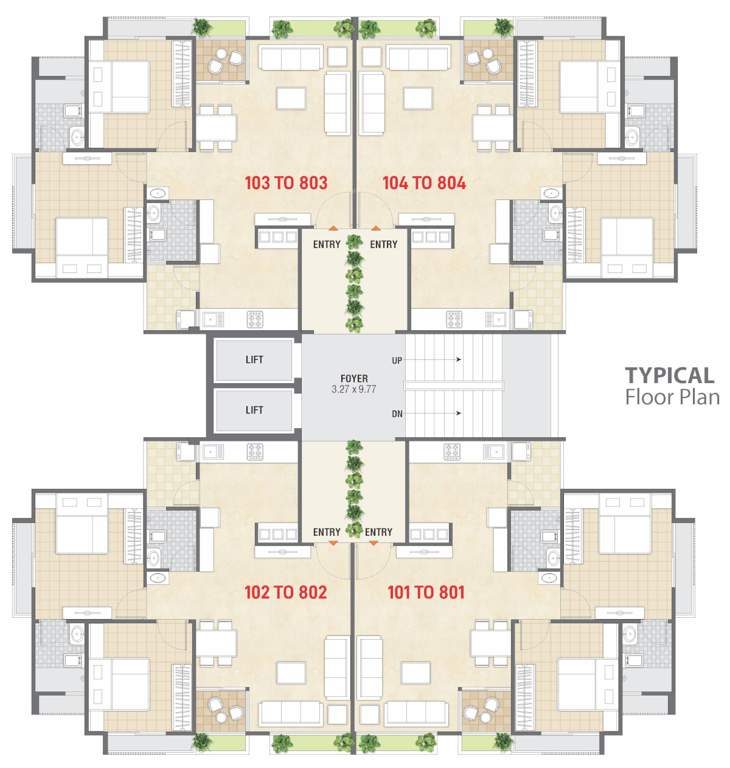  sahajanand shilp Sahajanand Shilp Cluster Plan from 1st to 8th Floor