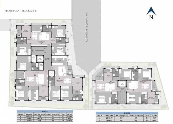  orion Block A & B Cluster Plan for Typical Floor