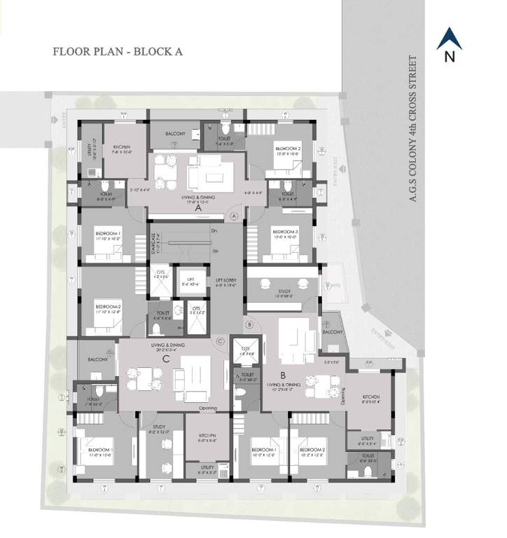  orion Block A Cluster Plan from 1st to 3rd Floor