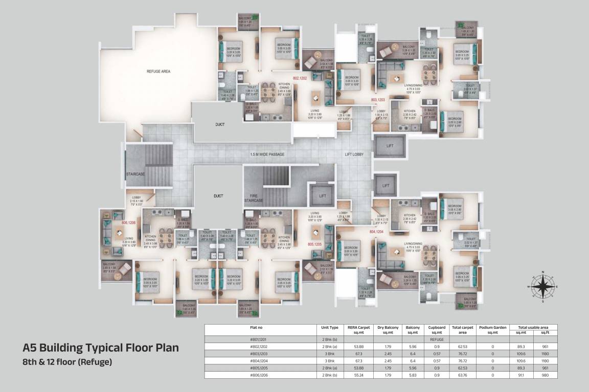 rhythm county Tower 3 Cluster Plan from 8th to 12th Floor
