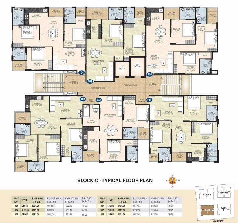  green luxuria Block C Cluster Plan for Typical Floor