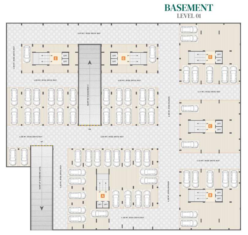  burj mastana Block A, B, C, D, E And F Cluster Plan for Basement Level 01