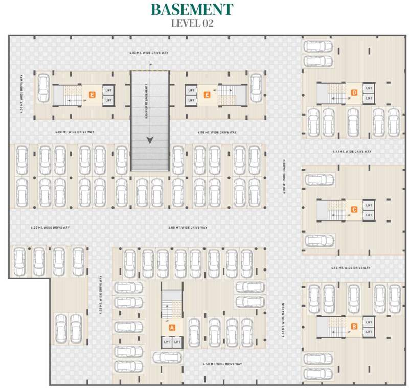  burj mastana Block A, B, C, D, E And F Cluster Plan for Basement Level 02