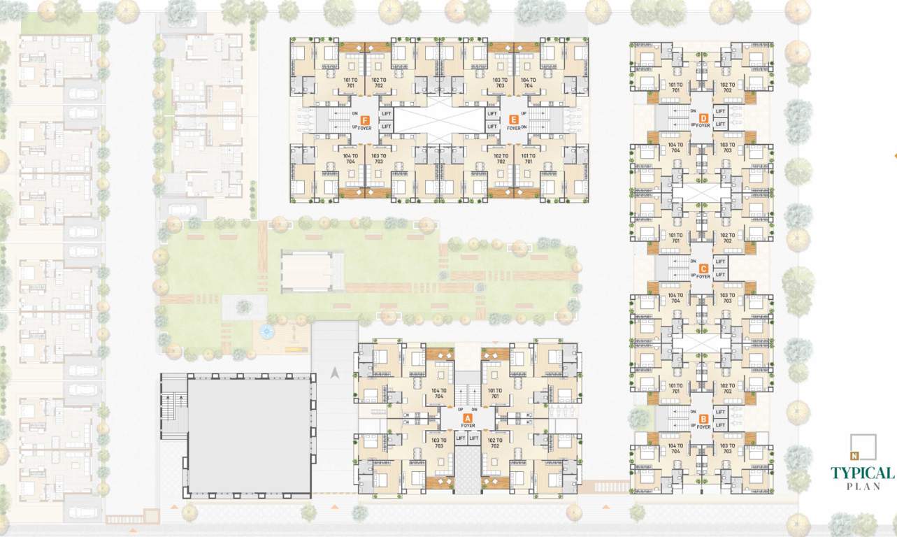  burj mastana Block A, B, C, D, E And F Cluster Plan from 1st to 7th Floor