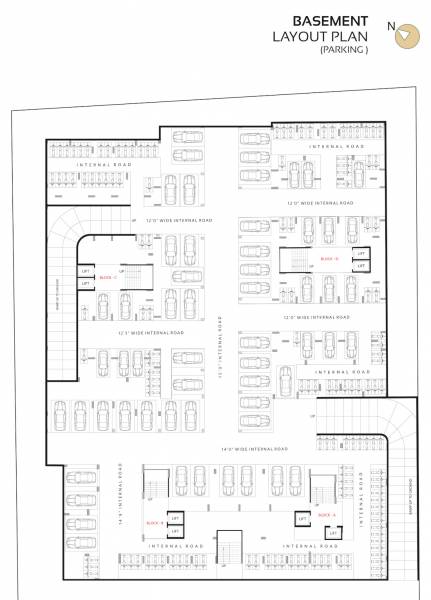  elegance Block A, B, C And D Cluster Plan for Basement Parking Plan