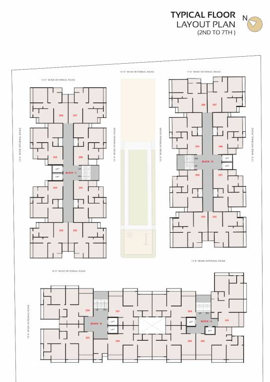  elegance Block A, B, C And D Cluster Plan from 2nd to 7th Floor
