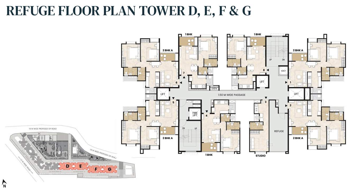 happinest tathawade phase 1 Building E, F, G, D Refuge Cluster Plan