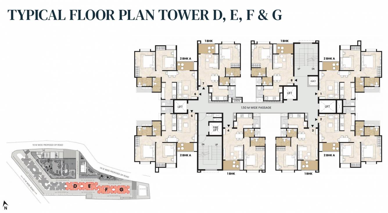 happinest tathawade phase 1 Building E, F, G, D Typical Cluster Plan