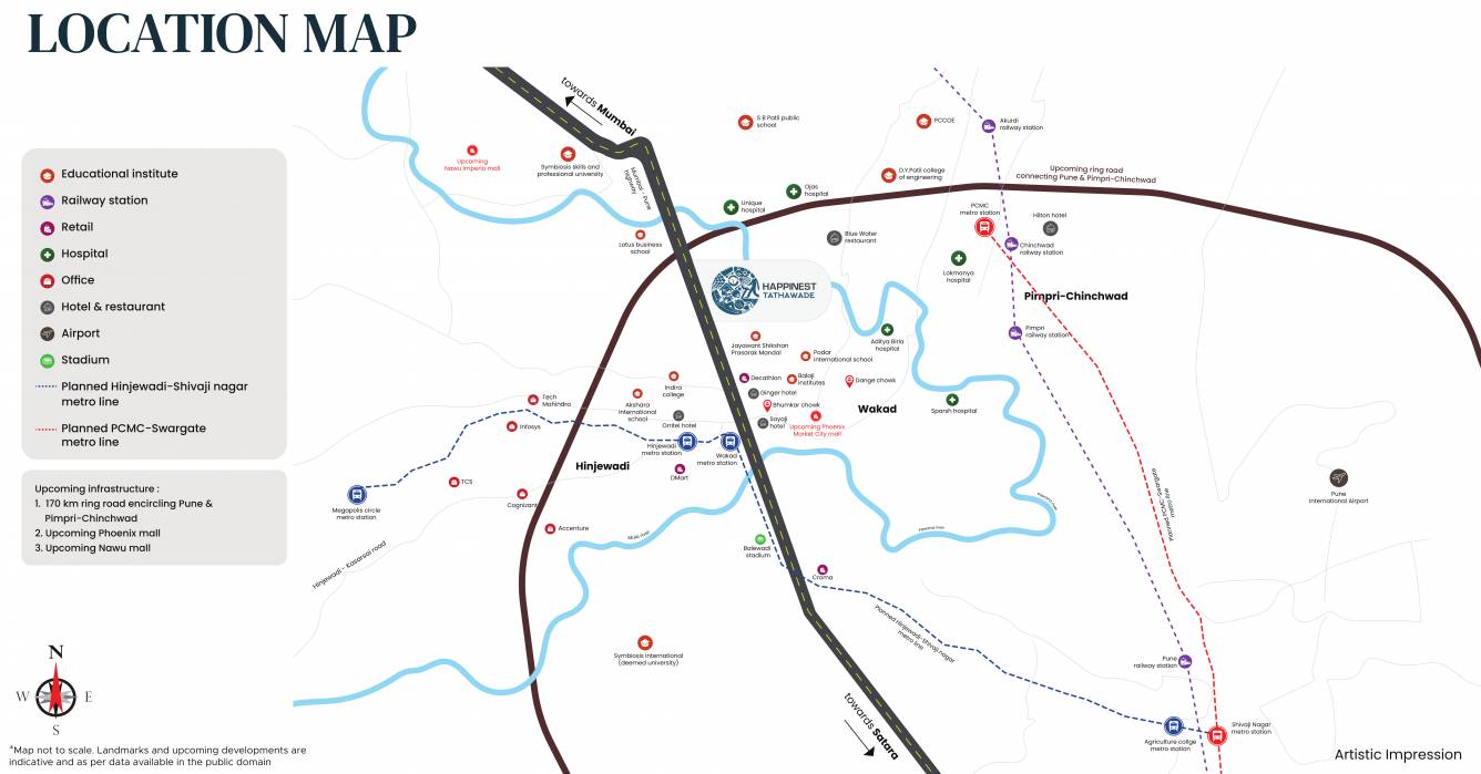 happinest tathawade phase 1 Location Plan