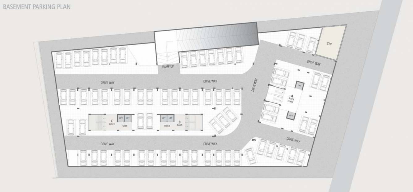  pratham sky Block A, B AND C Cluster Plan For Basement Parking Plan