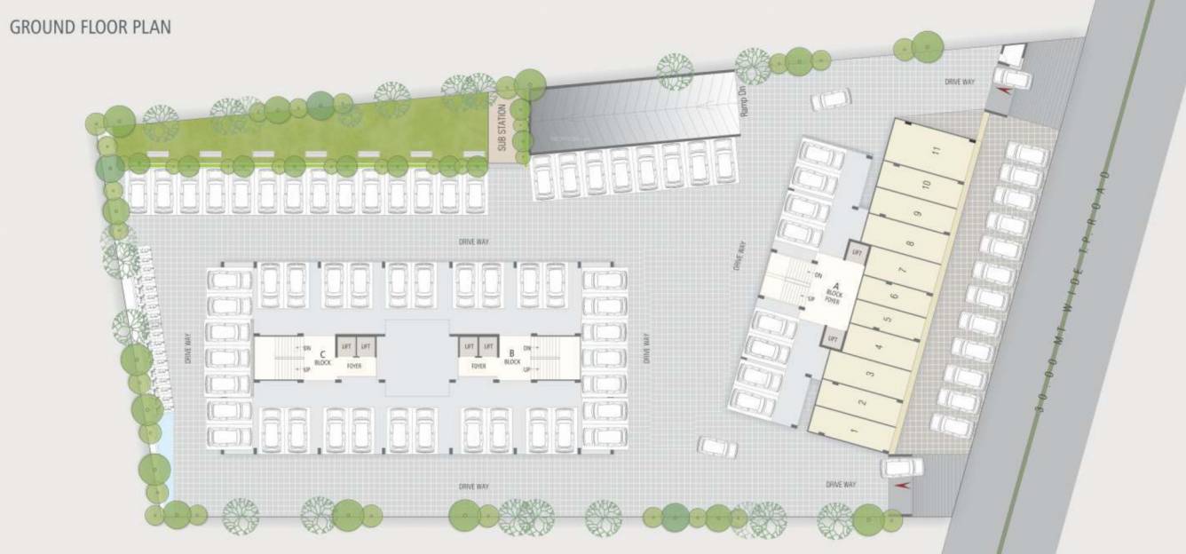  pratham sky Block A, B AND C Cluster Plan For Ground Floor Plan