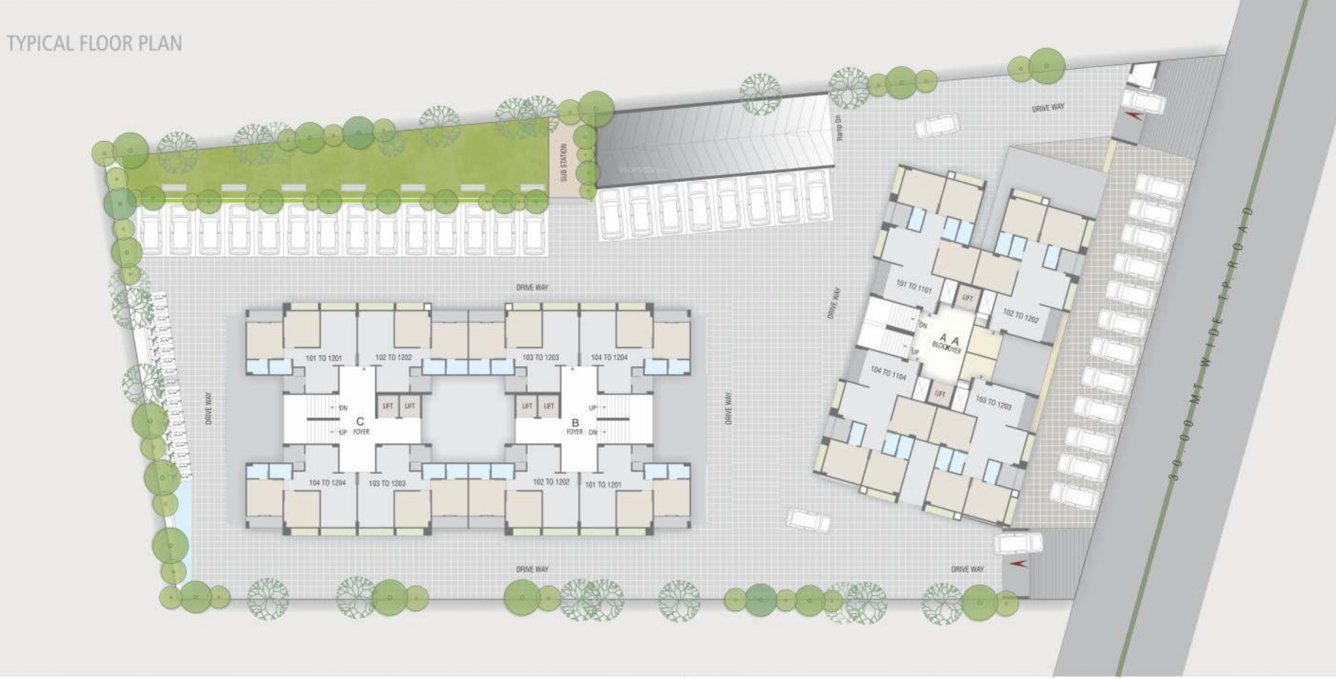  pratham sky Block A, B AND C Cluster Plan from 1st to 12th Floor