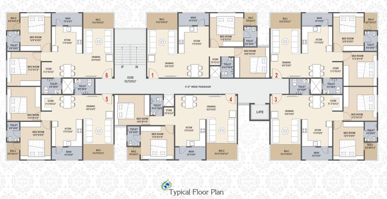  shyam vihar apartment Shyam Vihar Apartment Cluster Plan from 1st to 5th Floor
