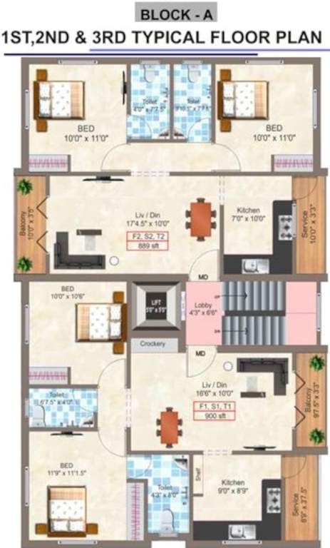  varsha homes Varsha Homes Cluster Plan from 1st to 3rd Floor