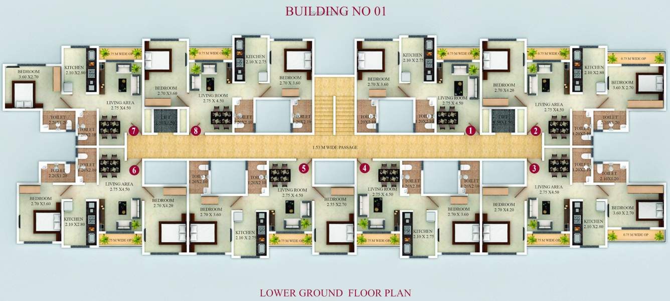  gbk vishwajeet pink city Building No 1 Cluster Plan for ground Floor