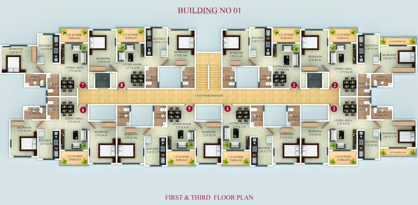  gbk vishwajeet pink city Building No 1 Cluster Plan from 1st to 3rd Floor