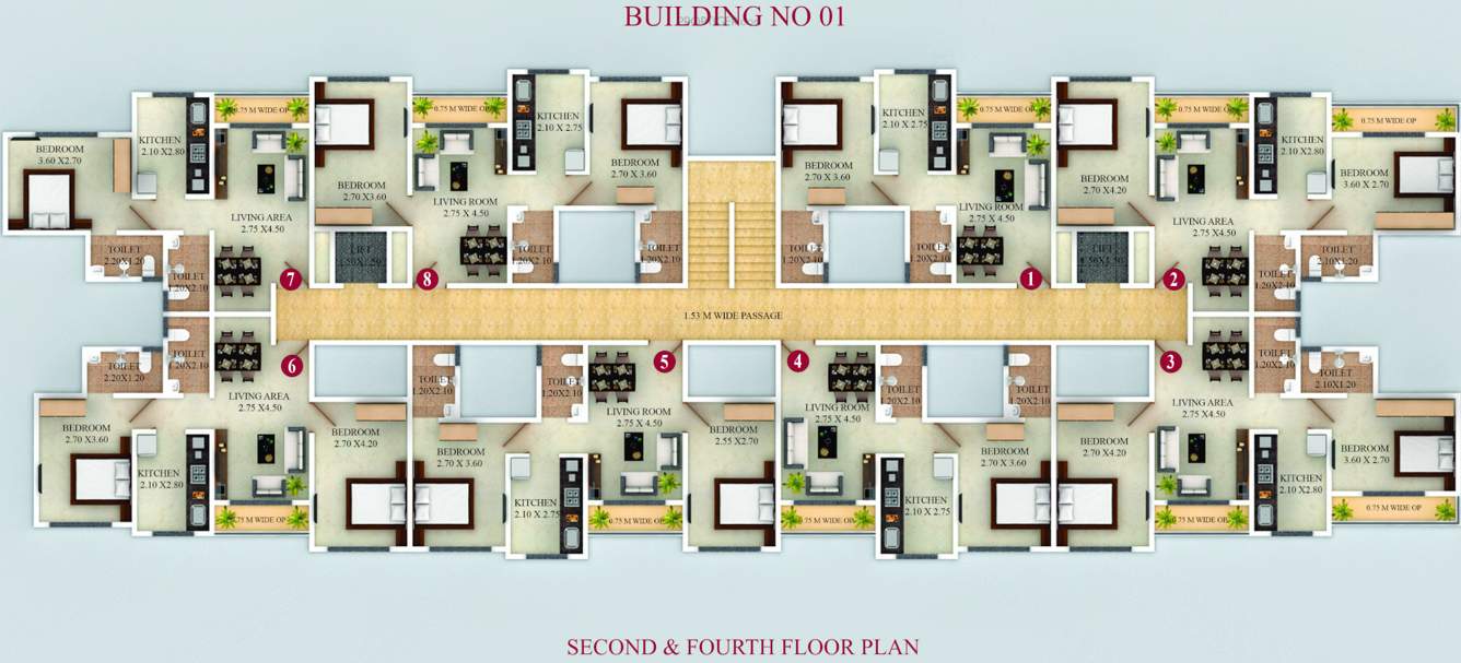  gbk vishwajeet pink city Building No 1 Cluster Plan from 2nd to 4th Floor