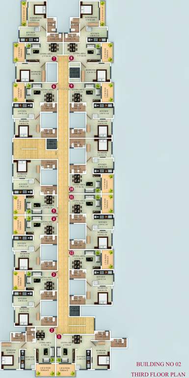  gbk vishwajeet pink city Building No 2 Cluster Plan for 3rd Floor