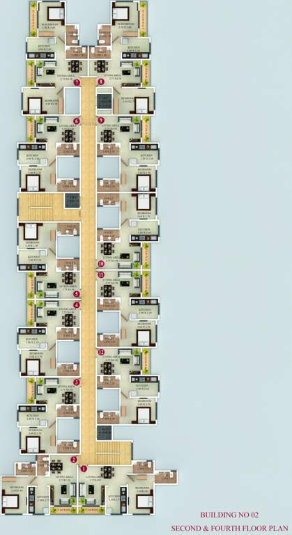  gbk vishwajeet pink city Building No 2 Cluster Plan from 2nd to 4th Floor