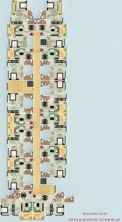  gbk vishwajeet pink city Building No 2 Cluster Plan from 5th to 7th Floor