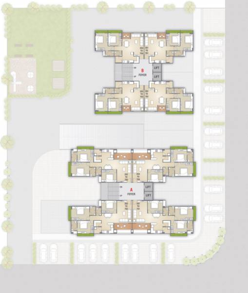  texas-3 Block A & B Cluster Plan from 3rd to 8th Floor