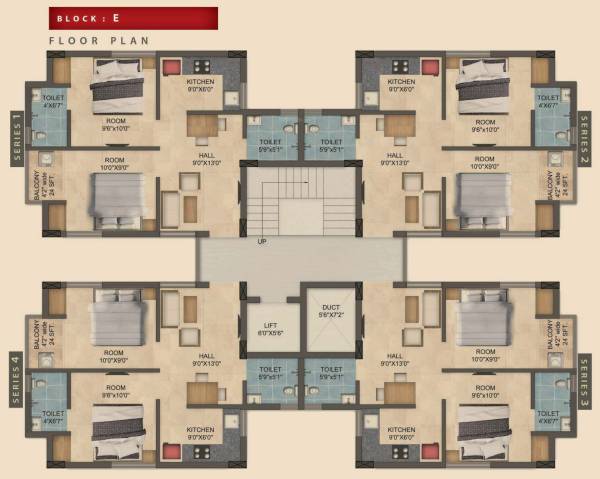  100-acres-ananta Block E Cluster Plan from 1st to 5th Floor