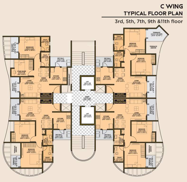  goodwill crescent Wing C Cluster Plan for 3rd, 5th, 7th, 9th And 11th Floor