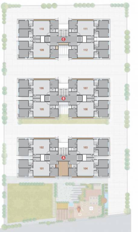 satva Block A Cluster Plan from 1st to 7th Floor