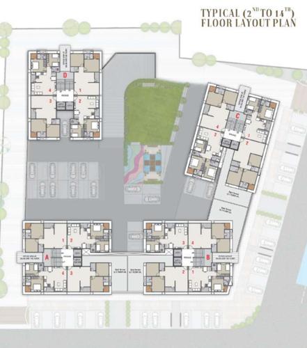  heights Tower A, B, C And D Cluster Plan from 2nd to 14th Floor