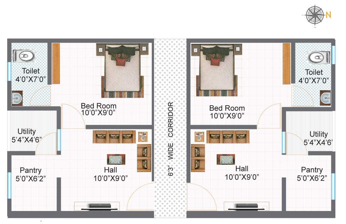  urban lake front Cluster Plan From 1st To 5th Floor