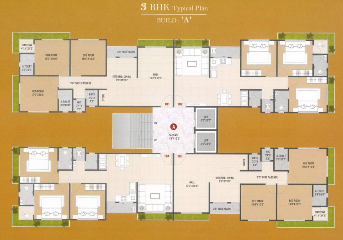  shree hari residency Tower A Cluster Plan from 1st to 7th Floor